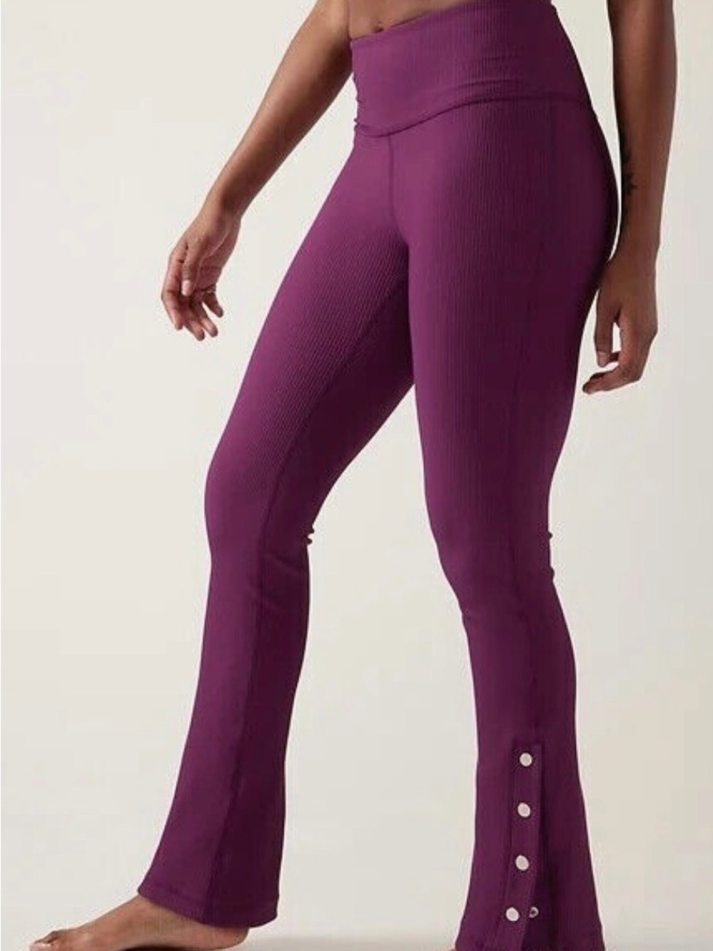 Athleta elation High-Waist Ribbed snap Flare Pants small